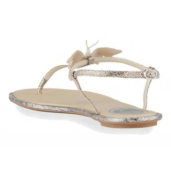 Rene Caovilla Blush Lizard Butterfly Strass Flat Thong Ankle Strap Sandal 38.5 - Picture 8 of 12